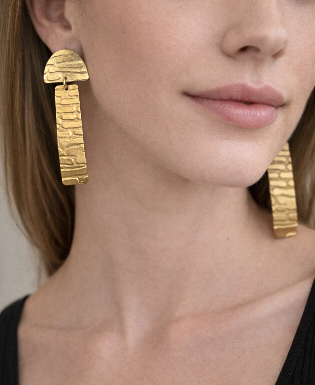 Bold textured brass earrings