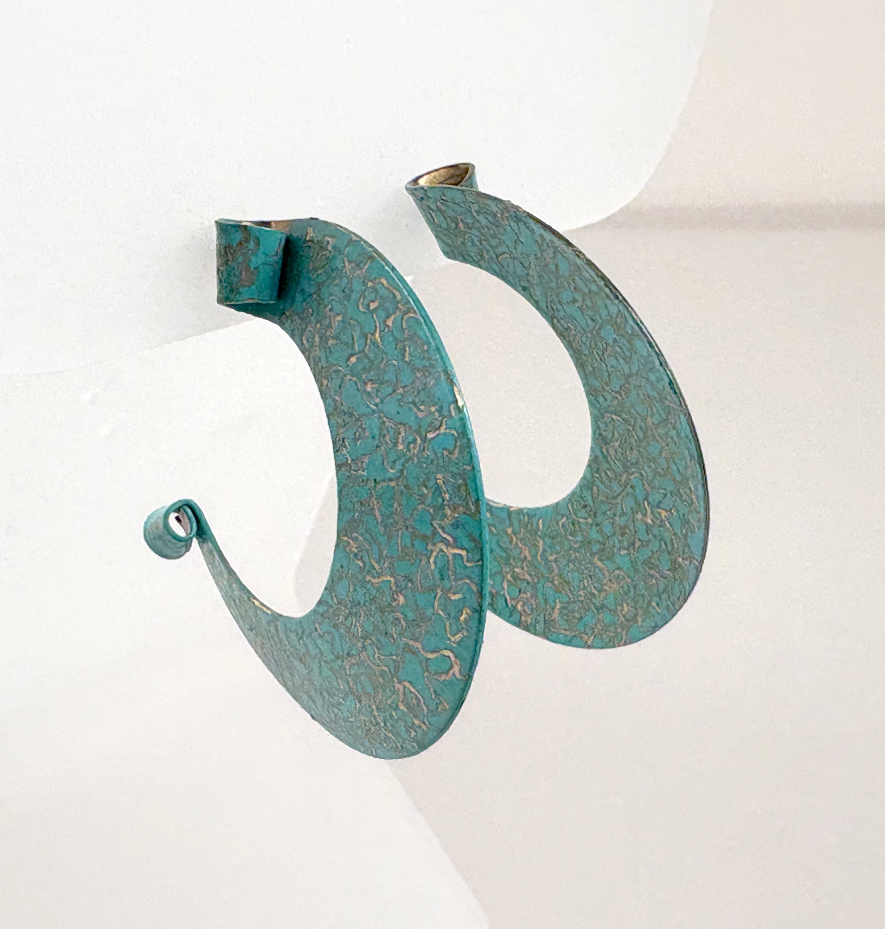 Bold Verdigre Brass Textured Hoop Earrings