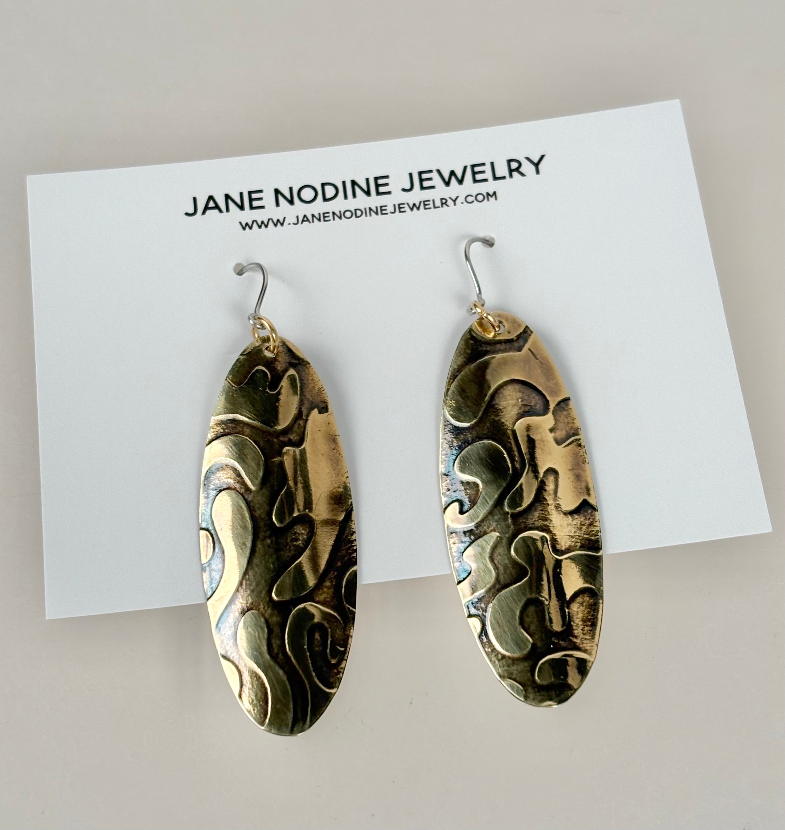 Textured Brass Pierced Earrings