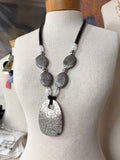 Bold Textured & Patterned Pewter Pendant