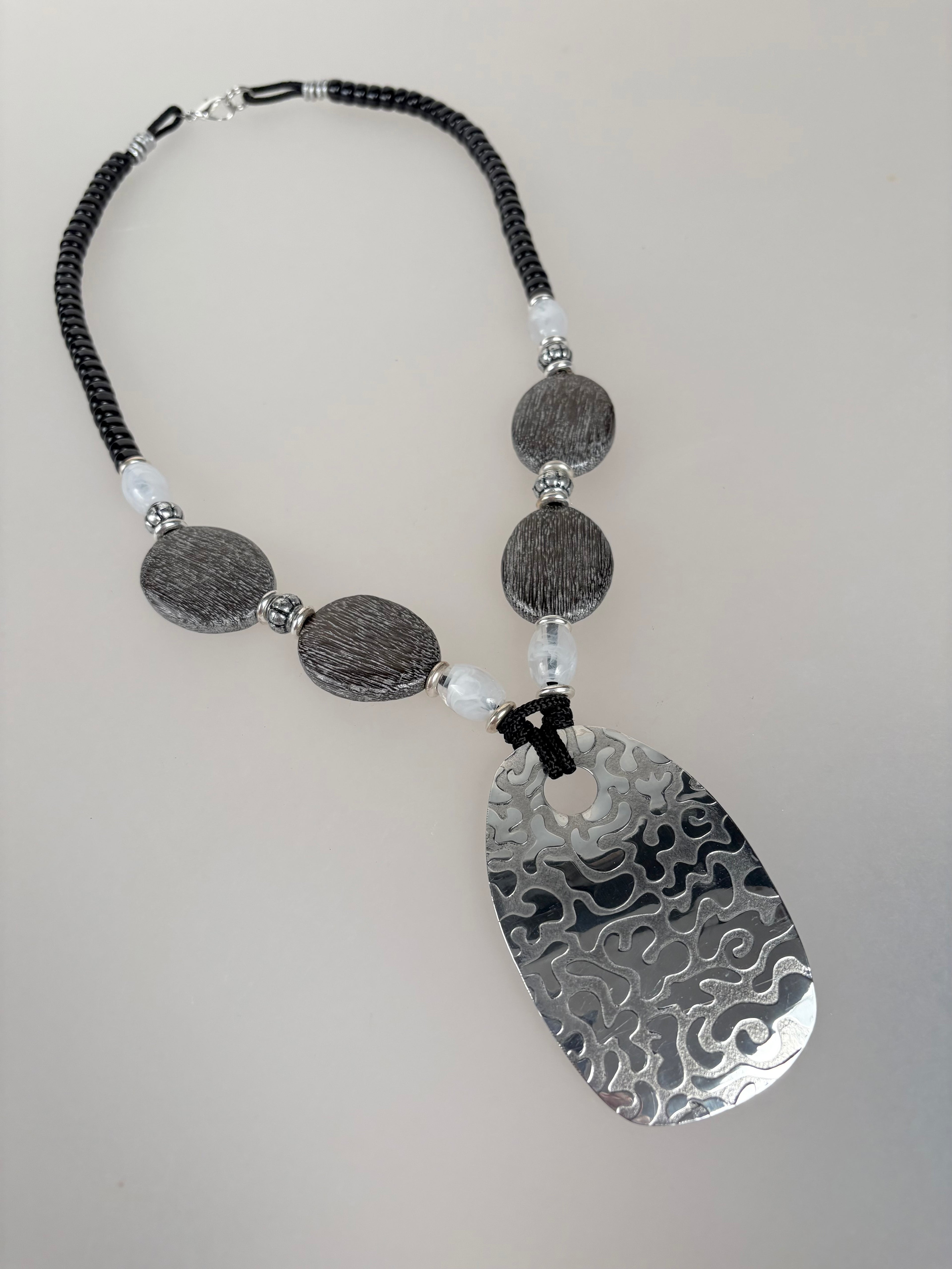 Bold Textured & Patterned Pewter Pendant